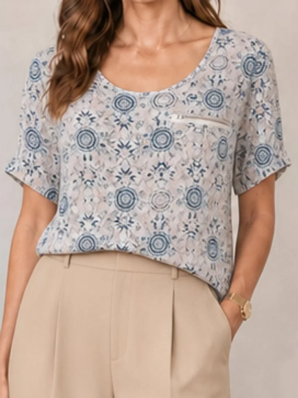 Maurices Plus Size Rustic Boho Floral Short Sleeve Blouse Top 2X